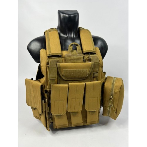 Тактический разгрузочный жилет «5 / пять карманов» с подсумками Tactical Molle Plate Carrier для съемных бронепластин в Рязани