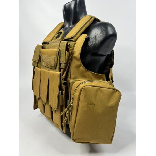 Тактический разгрузочный жилет «5 / пять карманов» с подсумками Tactical Molle Plate Carrier для съемных бронепластин в Рязани